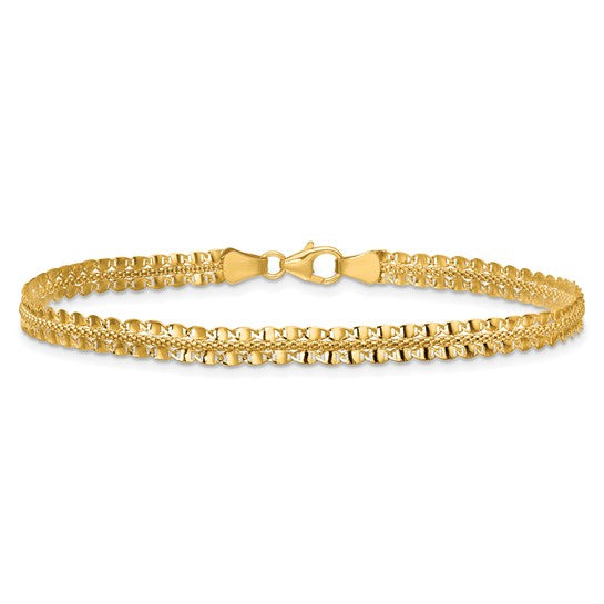 Anyel's 14K Polished and Textured Fancy 7.5 inch Bracelet