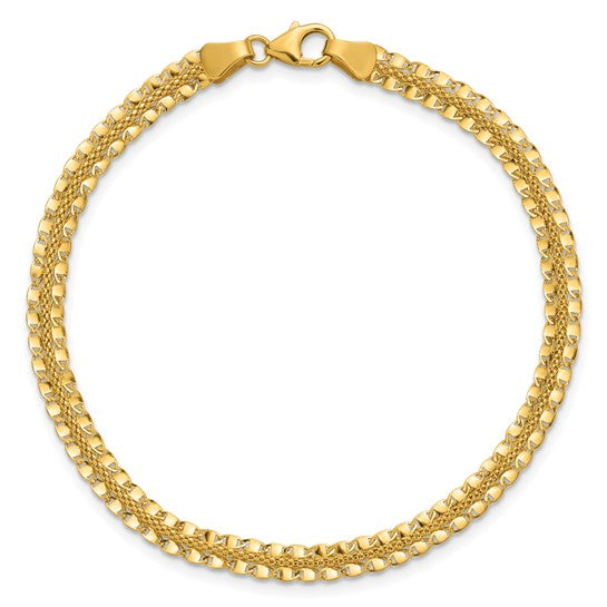 Anyel's 14K Polished and Textured Fancy 7.5 inch Bracelet