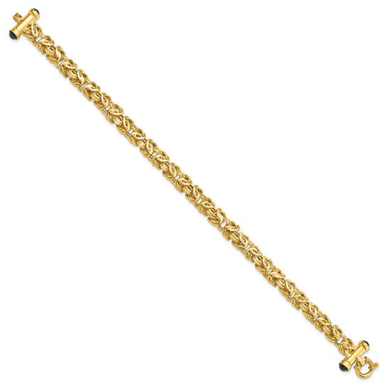 Anyel's 14K Polished 9.0mm Fancy Link with Black Onyx 8 inch Bracelet