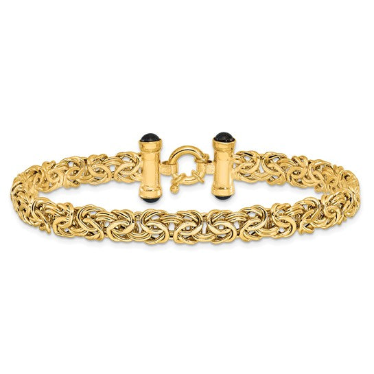 Anyel's 14K Polished 9.0mm Fancy Link with Black Onyx 8 inch Bracelet