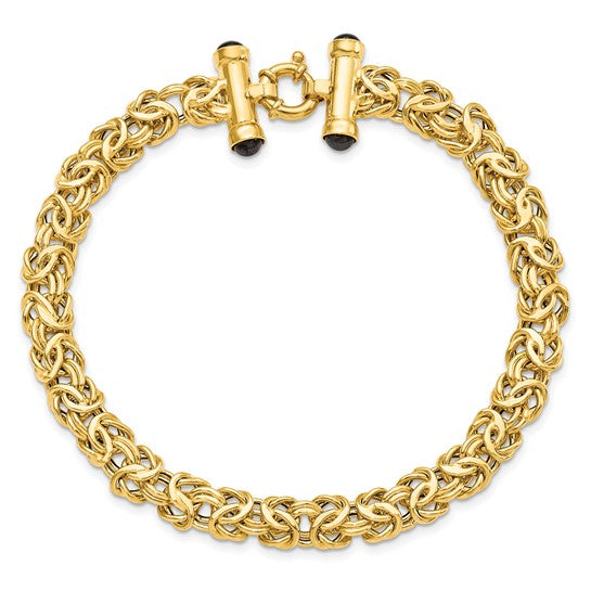 Anyel's 14K Polished 9.0mm Fancy Link with Black Onyx 8 inch Bracelet