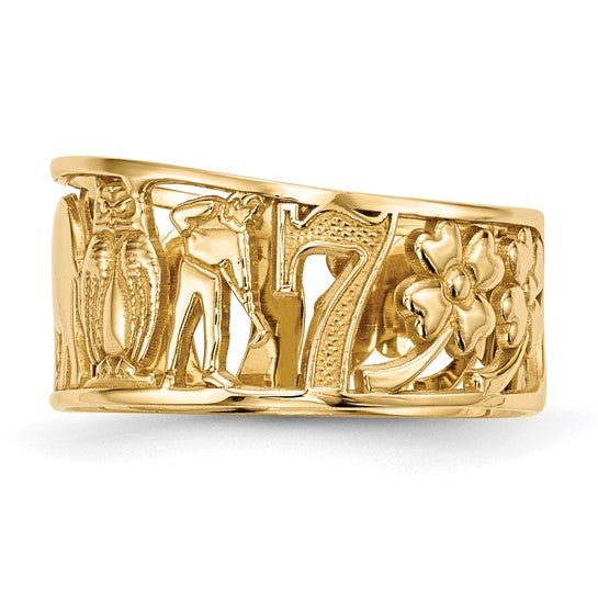 14k Lucky Symbols Cut Out 9mm Band
