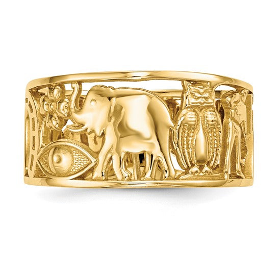 14k Lucky Symbols Cut Out 9mm Band
