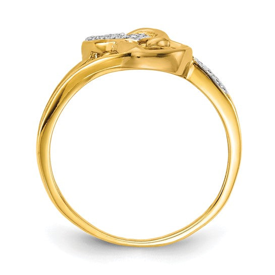 10K Diamond Double Heart Ring