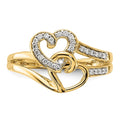 10K Diamond Double Heart Ring