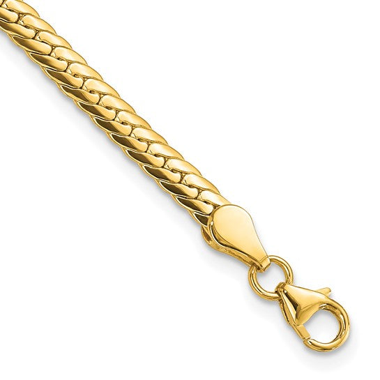 14k Polished 3mm Fancy Curb Link 7.5 inch Bracelet
