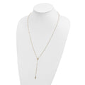 14k Polished Cross and Miraculous Medal Beaded 24 inch Rosary Necklace