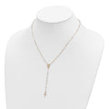 14k Tri-color Cross and Miraculous Medal with Laser-cut Beads 17 inch Rosary Necklace Plus 3 inch Extender