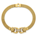 14k Polished CZ Center 7.5 inch Fancy Zig-Zag Link Bracelet