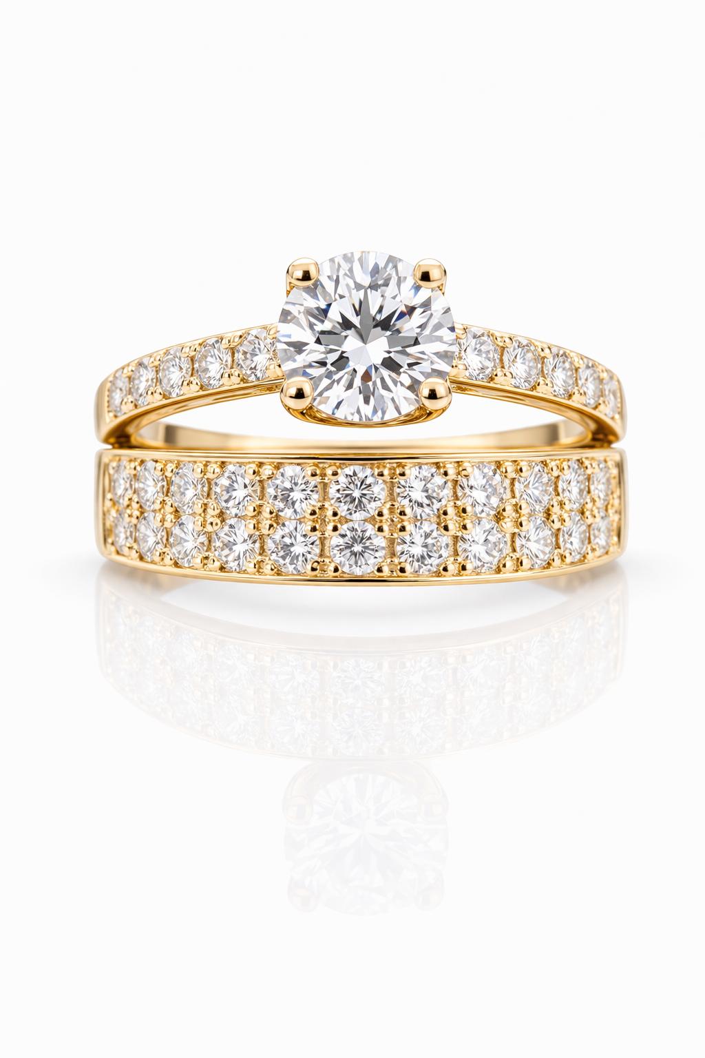 Doble Brillo Imperial – Set de Anillos en Oro 14K