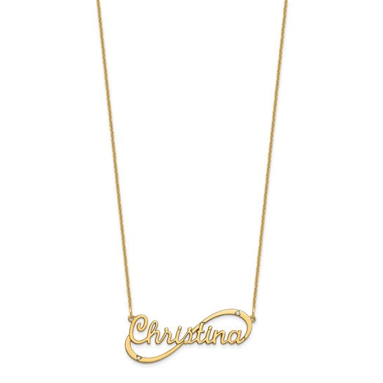 10k Yellow Gold 1 Name Infinity with Diamonds Necklace