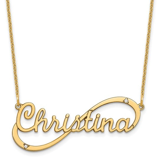 10k Yellow Gold 1 Name Infinity with Diamonds Necklace