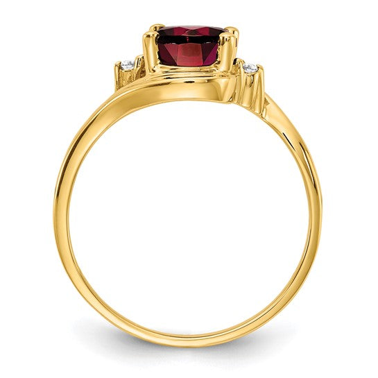 14k 8x6mm Oval Garnet A Diamond ring