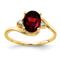 14k 8x6mm Oval Garnet A Diamond ring