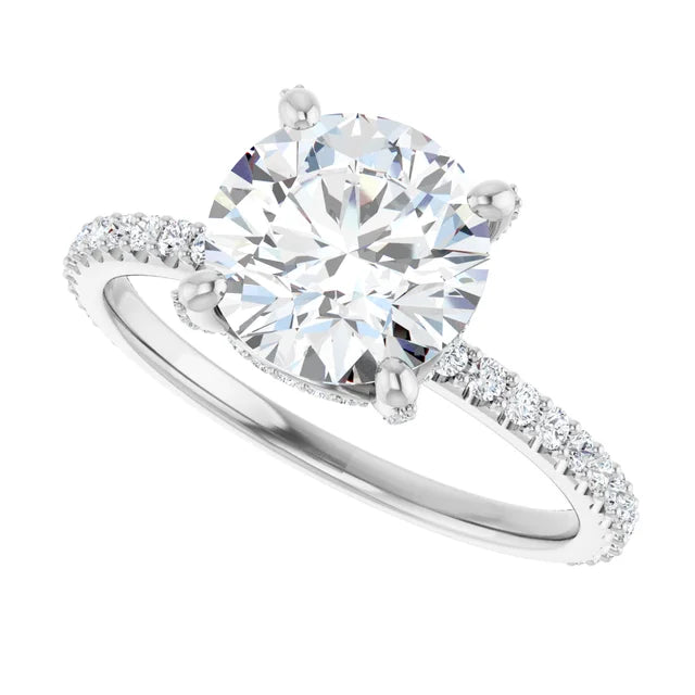 White Gold Round Engagement Ring Mounting