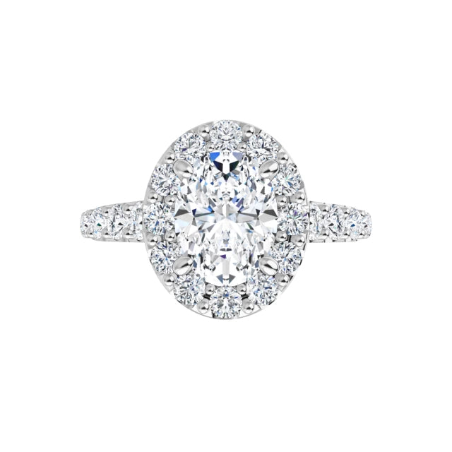 14K White Gold 8x6 mm Oval Engagement Ring Mounting