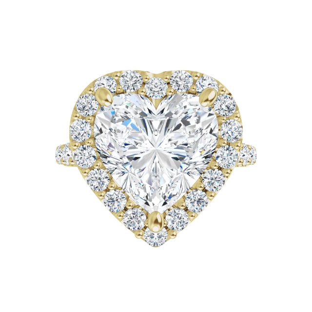 10K Yellow Gold Heart Engagement Ring Mounting