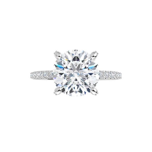 14K White Gold 8 mm Round Engagement Ring Mounting - 1 Diamond  –  #.. Round  Facetedcut,  Gcolor,  VS1quality