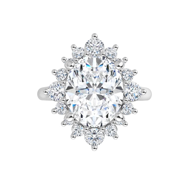 14K White Gold 10x8 mm Oval Engagement Ring Mounting