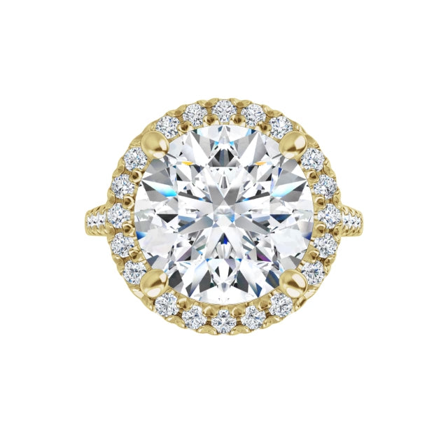 14K Yellow Gold 10 mm Round French-Set Engagement Ring Mounting