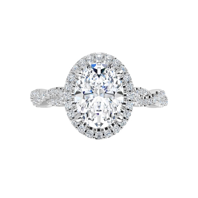 14K White Gold 8x6 mm Oval Engagement Ring Mounting