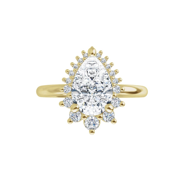10K Yellow Gold 10x7 mm Pear Engagement Ring Mounting