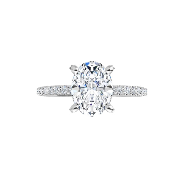 White Gold Oval Engagement Ring Mounting