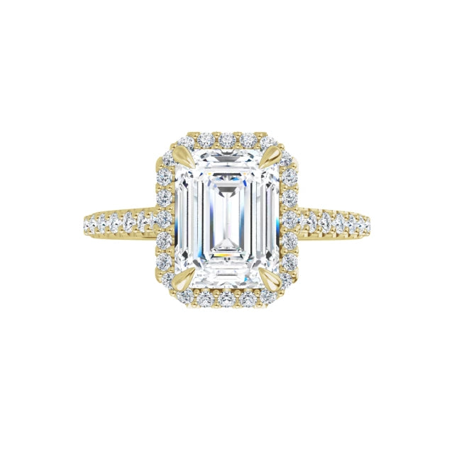 10K Yellow Gold 8x6 mm Emerald Engagement Ring Mounting