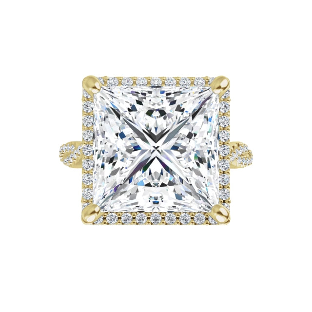 10K Yellow Gold Square Engagement Ring Mounting