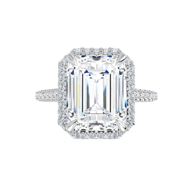 14K White Gold 10x8 mm Emerald Engagement Ring Mounting