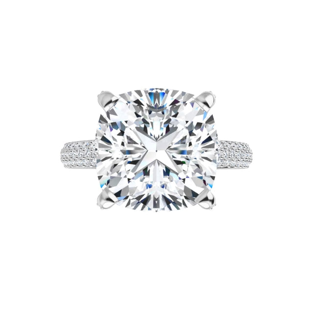 14K White Gold 10 mm Cushion Engagement Ring Mounting
