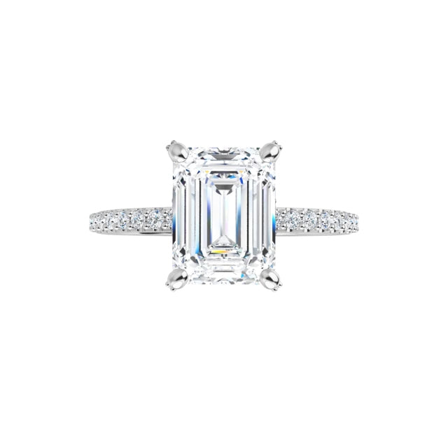 White Gold Emerald Engagement Ring Mounting