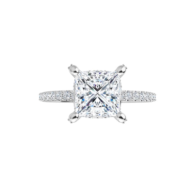 White Gold Square Engagement Ring Mounting