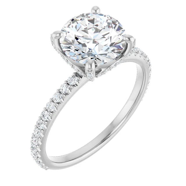 White Gold Round Engagement Ring Mounting